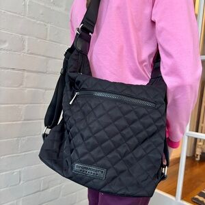 Black Quilted Convertible Crossbody /Backpack